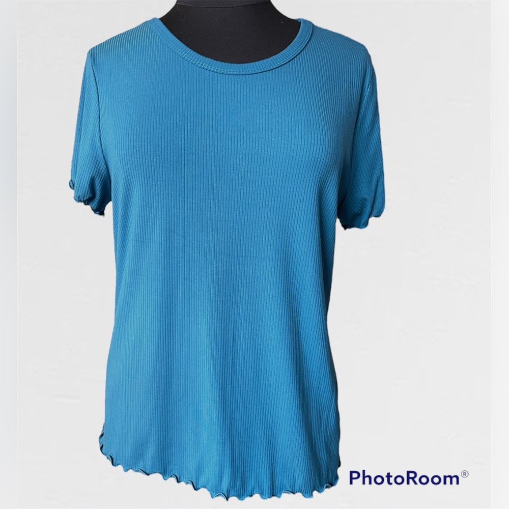 Time and True ribbed teal t-shirt 2X like new. Sh0018